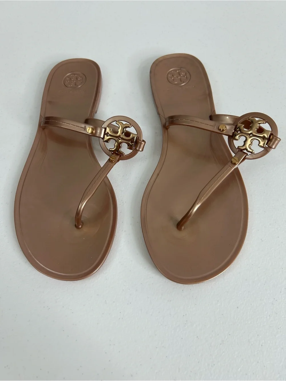 Tory Burch Mini Miller Rose Gold Jelly Sandals Size 8